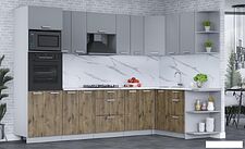 Готовая кухня Интерлиния Мила Лайт 1.68x3.0 правая (серебро/дуб веллингтон/белый гранит) Готовая кухня Интерлиния Мила Лайт 1.68x3.0 правая (серебро/дуб веллингтон/белый гранит)