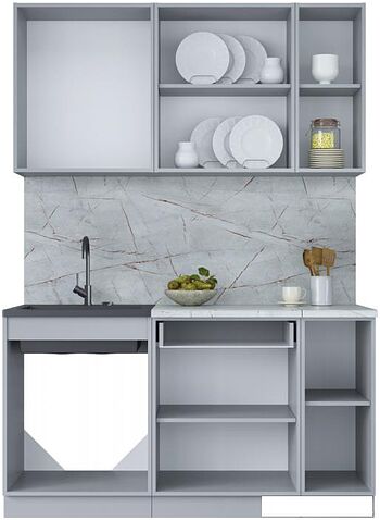 Готовая кухня Интерлиния Мила Лайт 1.5 (белый платинум/дуб золотой/дуб бунратти)