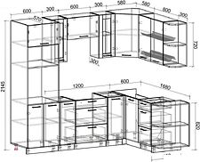 Готовая кухня Интерлиния Мила 1.68x2.4 правая без столешницы (бетон/антрацит)