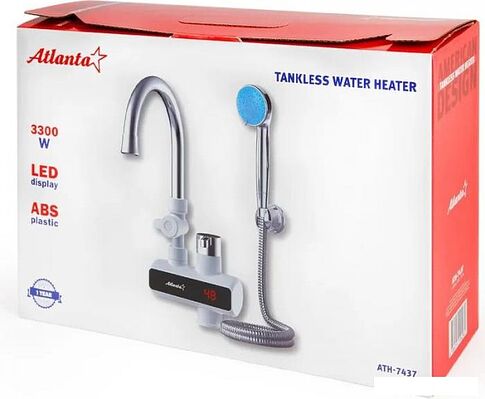 Проточный электрический водонагреватель кран+душ Atlanta ATH-7437
