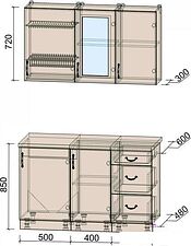 Готовая кухня Интерлиния Мила Крафт 1.3Б (дуб полярный)