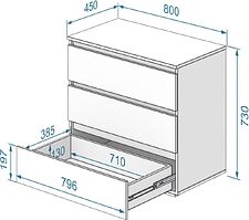 Комод Кортекс-мебель Бари 80 3ш (орех элия/орех элия/орех элия)