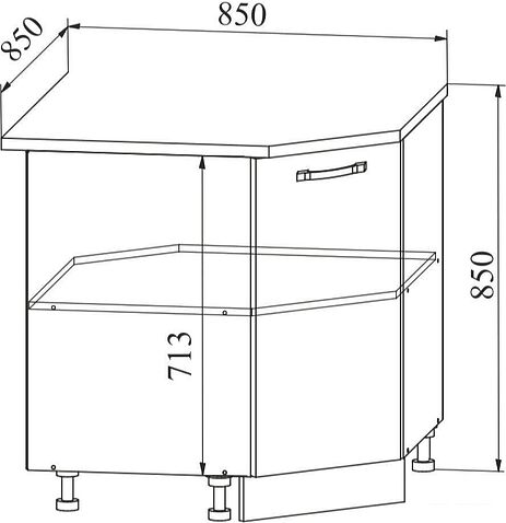 Шкаф напольный ДСВ Тренто СУ 850 правый (серый/белый)