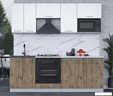 Готовая кухня Интерлиния Мила 2.2 ВТ (белый платинум/дуб веллингтон/белый гранит)