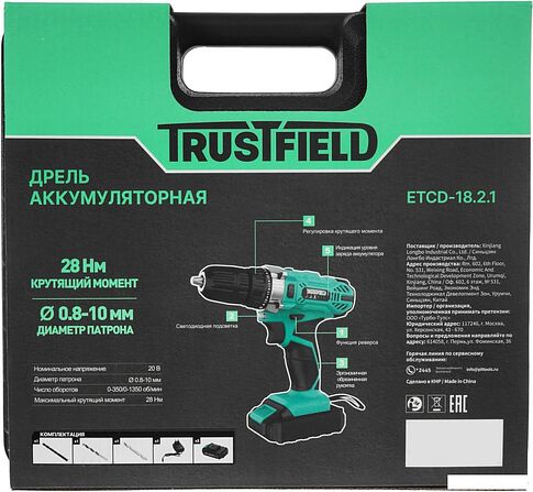 Дрель-шуруповерт Trustfield ETCD-18.2.1 (с 2-мя АКБ, кейс)