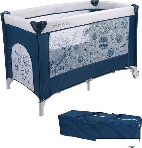 Манеж-кровать Amarobaby Multiform Space AMARO-26MSP-Si (синий)