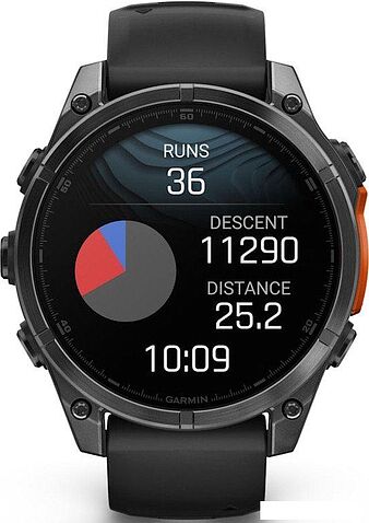 Умные часы Garmin Fenix 8 47мм (серый, черный силиконовый ремешок)