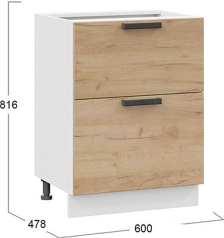 Шкаф напольный Трия Детройт 1Н6Я2 (белый/дуб крафт золотой)