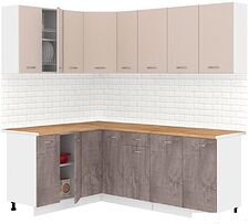 Готовая кухня Кортекс-мебель Корнелия Лира 1.5x2.1 (капучино/оникс/дуб бунратти)