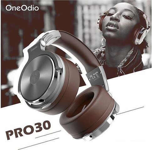 Наушники OneOdio Studio Pro 30 (серебристый/коричневый)