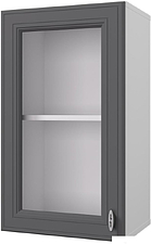 Шкаф навесной Горизонт Ева 40 с витриной (графит софт)