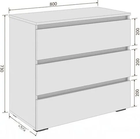 Комод Кортекс-мебель Бари 80 3ш (дуб сонома/дуб сонома/береза)