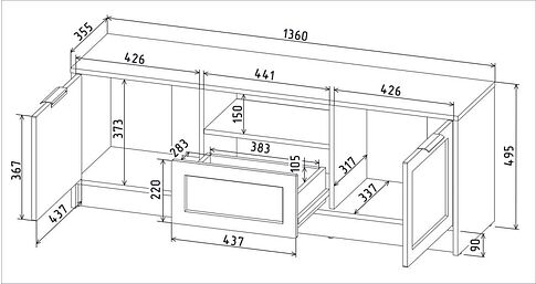 Тумба Интерлиния ТВ Концепт Тренд КТ-ТВ3-50 (антрацит/керамика)