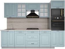 Готовая кухня Интерлиния Мила Деко 2.8 (океан-океан-травертин серый) Готовая кухня Интерлиния Мила Деко 2.8 (океан-океан-травертин серый)