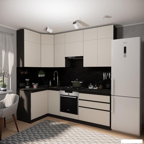 Готовая кухня ВерсоМебель Эко Премиум 1.2x2.4 левая (кашемир/ст. тунис)