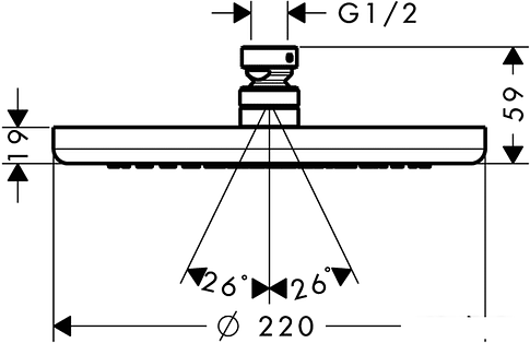Верхний душ Hansgrohe Croma 220 (26464000)