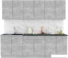 Готовая кухня Интерлиния Мила Лайт 2.4 (бетон-бетон-кастилло темный)