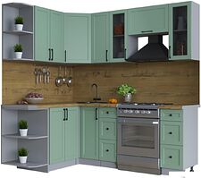 Готовая кухня Интерлиния Тренд 1.5x2.1 левая (мята/мята/дуб бунратти)