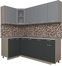 Готовая кухня Интерлиния Мила 12x21 (антрацит/серебро)