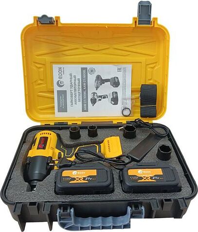 Гайковерт Edon AAW-21/600BL (с 2-мя АКБ, кейс, набор оснастки)