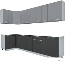 Готовая кухня Интерлиния Мила Лайт 1.2x3.0 без столешницы (серебристый/антрацит) Готовая кухня Интерлиния Мила Лайт 1.2x3.0 без столешницы (серебристый/антрацит)
