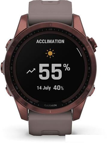 Умные часы Garmin Fenix 7S Sapphire Solar 42 мм (темно-бронзовый титан/сланцевый)