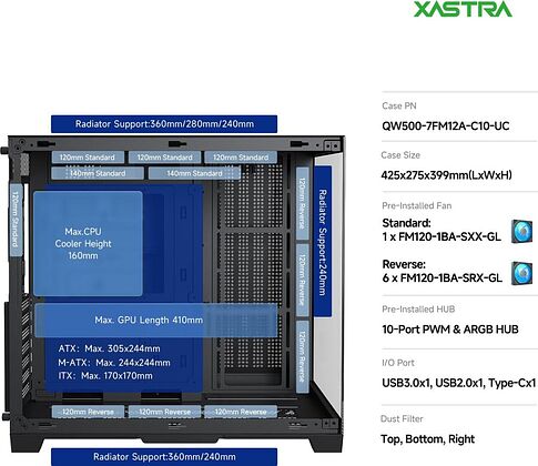 Корпус XASTRA QW500 7ARGB-C10-UC (черный)