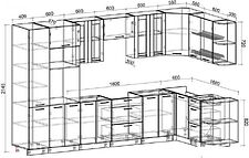 Готовая кухня Интерлиния Мила 1.68x3.4 правая без столешницы (белый платинум/дуб золотой)