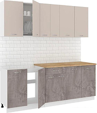 Готовая кухня Кортекс-мебель Корнелия Лира-лайт 2.1м (капучино/оникс/дуб бунратти)