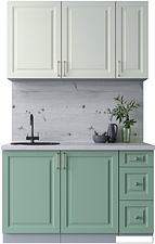 Готовая кухня Интерлиния Мила Шато 1.3А (белый/мята/бискайская сосна)