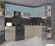 Угловая кухня Интерлиния Мила Матте 1.5x2.5 Б правая (океан/луна/травертин серый) Угловая кухня Интерлиния Мила Матте 1.5x2.5 Б правая (океан/луна/травертин серый)