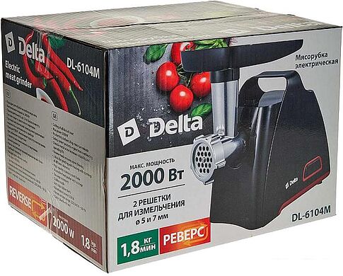 Мясорубка Delta DL-6104M (черный/красный)