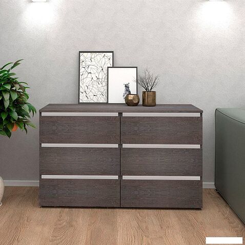 Комод Кортекс-мебель Бари 120 6ш (береза/береза/белый)