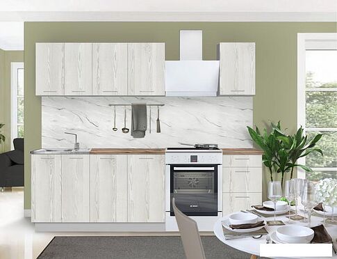 Готовая кухня Артём-Мебель Оля СН-114 без стекла ДСП 1.8м (сосна лофт белая)