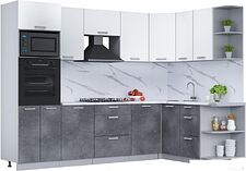 Готовая кухня Интерлиния Мила Лайт 1.68x2.8 правая (белый платинум/бетон портленд/белый гранит) Готовая кухня Интерлиния Мила Лайт 1.68x2.8 правая (белый платинум/бетон портленд/белый гранит)