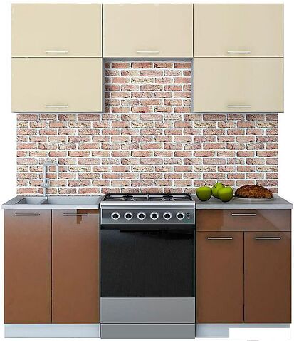 Кухня Интерлиния Мила Gloss 60-18 (ваниль/шоколад)