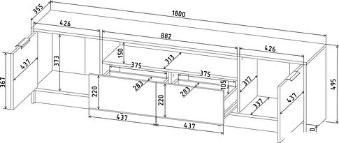 Тумба Интерлиния ТВ Концепт КТ-ТВ4-50 (черный/дуб золотой)