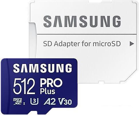 Карта памяти Samsung PRO Plus microSDXC 512GB MB-MD512SA/EU (с адаптером)
