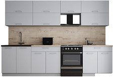 Готовая кухня Интерлиния Мила Gloss 60-30 (пепел софт/пепел софт/травертин серый)