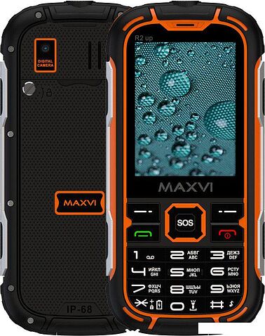 Телефон Maxvi R2 up (черный/оранжевый)