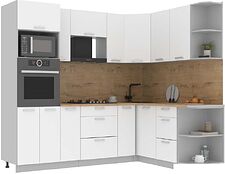 Готовая кухня Интерлиния Мила Лайт 1.68x2.4 правая (белый платинум/белый платинум/дуб бунратти) Готовая кухня Интерлиния Мила Лайт 1.68x2.4 правая (белый платинум/белый платинум/дуб бунратти)