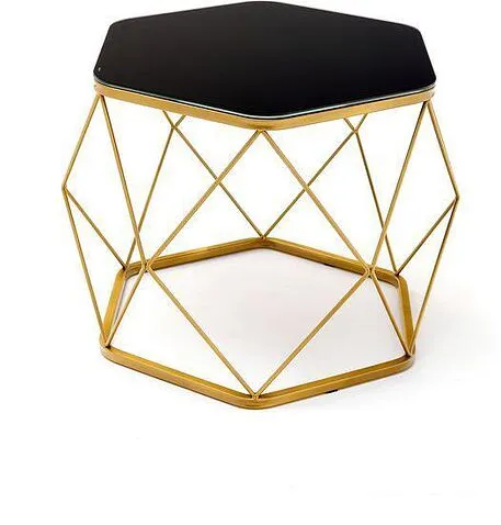 Журнальный столик RasGar Арена (золотой/стекло черное)