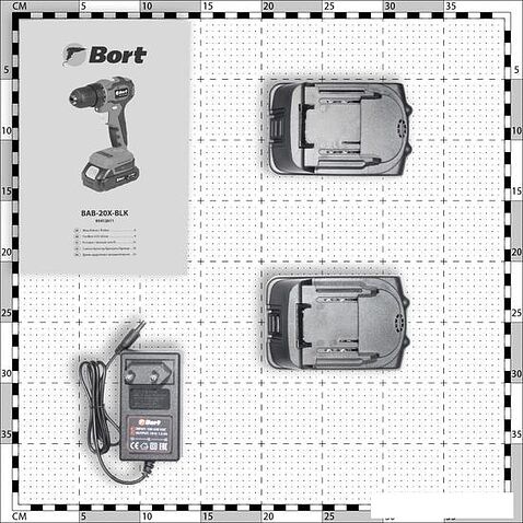 Дрель-шуруповерт Bort BAB-20X-BLK (с 2-мя АКБ, кейс)