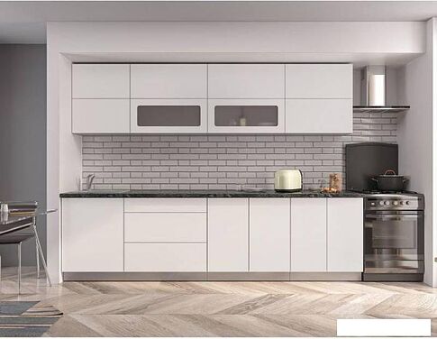 Кухня Интерлиния Мила Матте 2.9 А (белый/белый/кастилло темный)