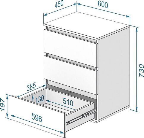 Комод Кортекс-мебель Бари 60 3ш (орех элия/орех элия/белый)