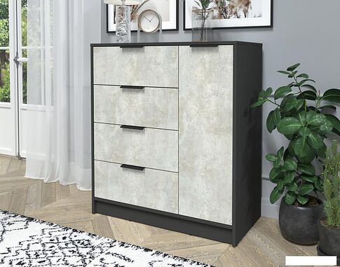 Тумба Интерлиния Концепт КТ-Т90 (бетон лайт/антрацит)