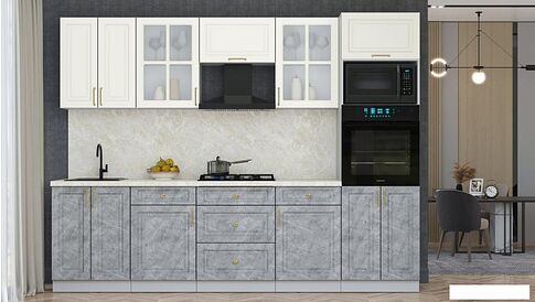 Готовая кухня Интерлиния Мила Шато 2.8В (белый/керамика/опал светлый)