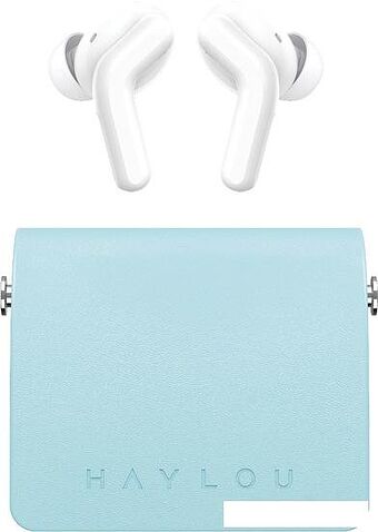 Наушники Haylou T87 Lady Bag (белый/бирюзовый, с цепочкой)