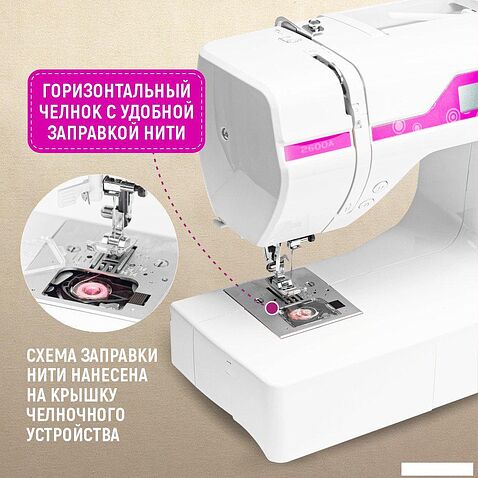 Электромеханическая швейная машина Janete 2600A (розовый)