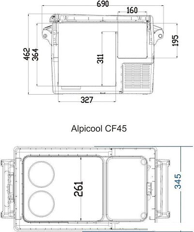 Компрессорный автохолодильник Alpicool CF45 (без адаптера 220В)